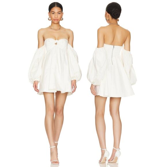 For Love & Lemons Saint Lucia Mini Dress Bridal Coquette Fairy Boho White Size S - Picture 1 of 10